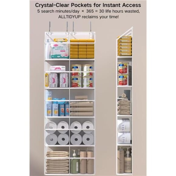 Clear Over The Door Organizer 5 Shelf Hanging Storage for Closet Pantry Room - Picture 3 of 8